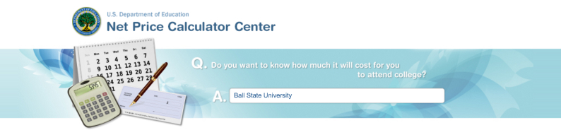 Image of the U.S. Department of Education's Net Price Calculator Center